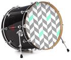 Decal Skin works with most 26" Bass Kick Drum Heads Chevrons Gray And Seafoam - DRUM HEAD NOT INCLUDED