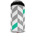 WraptorSkinz Skin Decal Wrap compatible with Yeti 16oz Tall Colster Can Cooler Insulator Chevrons Gray And Turquoise (COOLER NOT INCLUDED)