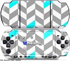 Sony PSP 3000 Skin - Chevrons Gray And Aqua