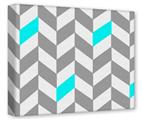 Gallery Wrapped 11x14x1.5  Canvas Art - Chevrons Gray And Aqua