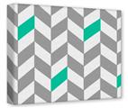 Gallery Wrapped 11x14x1.5  Canvas Art - Chevrons Gray And Turquoise