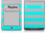 Psycho Stripes Neon Teal and Gray - Decal Style Skin (fits Amazon Kindle Touch Skin)