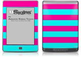 Psycho Stripes Neon Teal and Hot Pink - Decal Style Skin (fits Amazon Kindle Touch Skin)