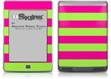 Psycho Stripes Neon Green and Hot Pink - Decal Style Skin (fits Amazon Kindle Touch Skin)