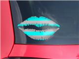 Lips Decal 9x5.5 Kearas Psycho Stripes Neon Teal and Gray