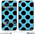 iPhone 4S Decal Style Vinyl Skin - Kearas Polka Dots Black And Blue