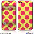 iPhone 4S Decal Style Vinyl Skin - Kearas Polka Dots Pink And Yellow