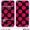 iPhone 4S Decal Style Vinyl Skin - Kearas Polka Dots Pink On Black