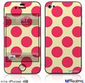 iPhone 4S Decal Style Vinyl Skin - Kearas Polka Dots Pink On Cream