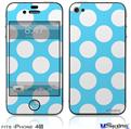 iPhone 4S Decal Style Vinyl Skin - Kearas Polka Dots White And Blue