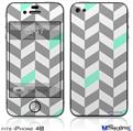 iPhone 4S Decal Style Vinyl Skin - Chevrons Gray And Seafoam