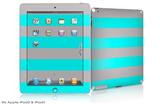 iPad Skin - Psycho Stripes Neon Teal and Gray (fits iPad2 and iPad3)