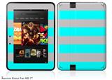 Psycho Stripes Neon Teal and Gray Decal Style Skin fits 2012 Amazon Kindle Fire HD 7 inch