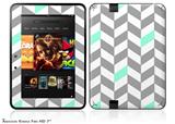 Chevrons Gray And Seafoam Decal Style Skin fits 2012 Amazon Kindle Fire HD 7 inch