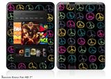 Kearas Peace Signs Black Decal Style Skin fits 2012 Amazon Kindle Fire HD 7 inch