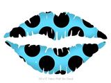 Kearas Polka Dots Black And Blue - Kissing Lips Fabric Wall Skin Decal measures 24x15 inches