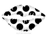 Kearas Polka Dots White And Black - Kissing Lips Fabric Wall Skin Decal measures 24x15 inches