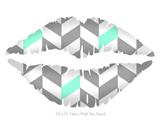 Chevrons Gray And Seafoam - Kissing Lips Fabric Wall Skin Decal measures 24x15 inches