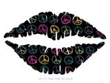 Kearas Peace Signs Black - Kissing Lips Fabric Wall Skin Decal measures 24x15 inches