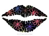 Kearas Flowers on Black - Kissing Lips Fabric Wall Skin Decal measures 24x15 inches