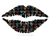 Kearas Hearts Black - Kissing Lips Fabric Wall Skin Decal measures 24x15 inches