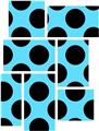Kearas Polka Dots Black And Blue - 7 Piece Fabric Peel and Stick Wall Skin Art (50x38 inches)