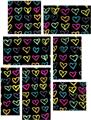 Kearas Hearts Black - 7 Piece Fabric Peel and Stick Wall Skin Art (50x38 inches)