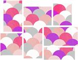 Brushed Circles Pink - 7 Piece Fabric Peel and Stick Wall Skin Art (50x38 inches)