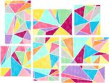Brushed Geometric - 7 Piece Fabric Peel and Stick Wall Skin Art (50x38 inches)