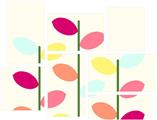 Plain Leaves - 7 Piece Fabric Peel and Stick Wall Skin Art (50x38 inches)