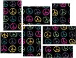 Kearas Peace Signs Black - 7 Piece Fabric Peel and Stick Wall Skin Art (50x38 inches)