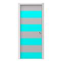 Psycho Stripes Neon Teal and Gray Door Skin (fits doors up to 34x84 inches)