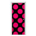 Kearas Polka Dots Pink On Black Door Skin (fits doors up to 34x84 inches)