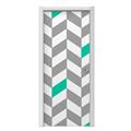 Chevrons Gray And Turquoise Door Skin (fits doors up to 34x84 inches)