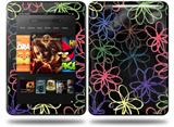 Kearas Flowers on Black Decal Style Skin fits Amazon Kindle Fire HD 8.9 inch
