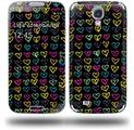 Kearas Hearts Black - Decal Style Skin (fits Samsung Galaxy S IV S4)