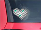 Chevrons Gray And Turquoise - I Heart Love Car Window Decal 6.5 x 5.5 inches